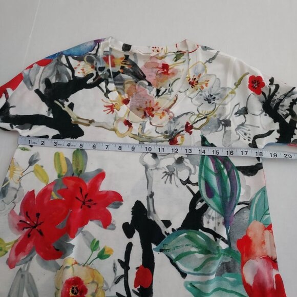 Soft Surroundings Fiore Floral Watercolor V-Neck Tunic Top - Picture 2 of 8